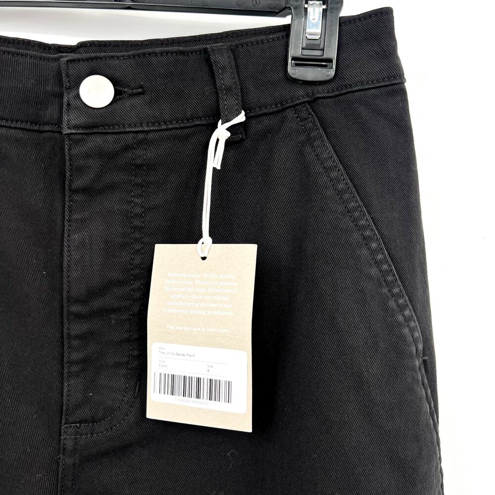 EVERLANE Women's The Utility Barrel Pants Size 10 TALL Black Cotton Twill NWT - Picture 8 of 14